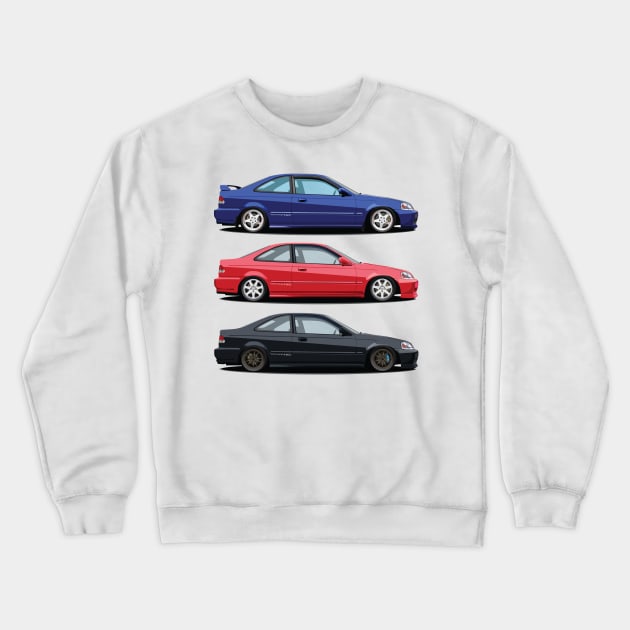 Civic Si and Friends Crewneck Sweatshirt by J7Artwork